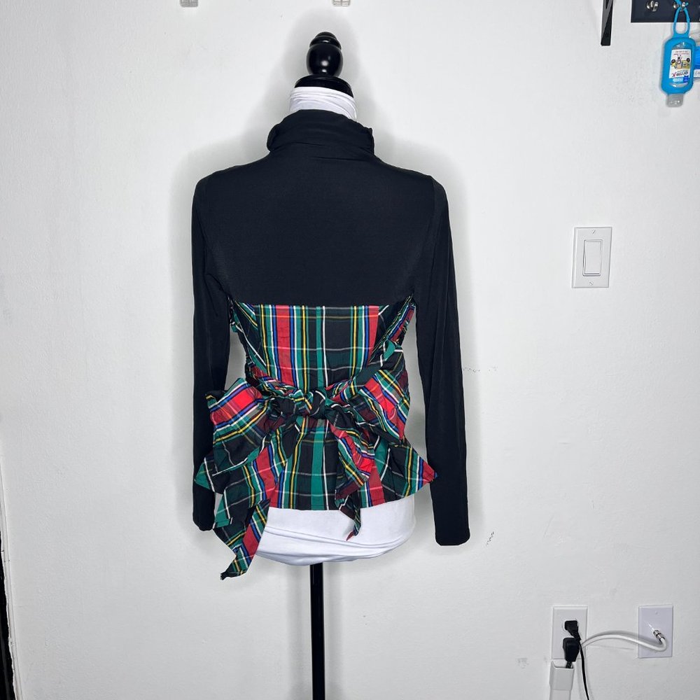 NWT New York & Company Green Red Plaid Bustier Blouse Size S - Picture 3 of 10